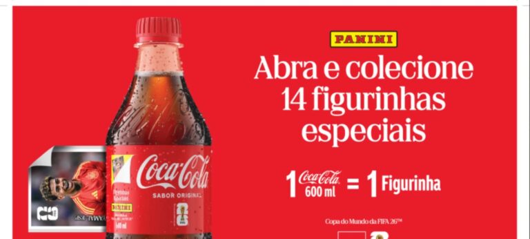 Coca-Cola estampa 1 bilhão de rótulos com figurinhas exclusivas da Copa 2026 em parceria com a Panini